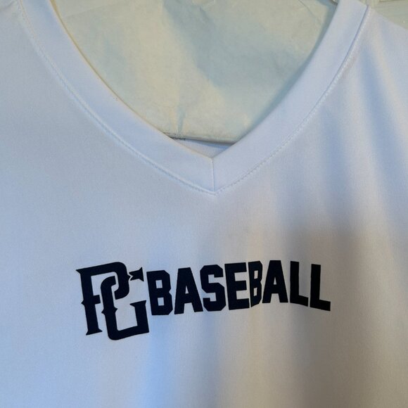 PG (Perfect Game) Baseball Dry Excel V-Neck White Shirt - Girl's Large - Picture 2 of 6